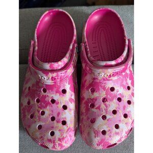 Pink Tie-Dye Crocs Classic Clogs W12/M10 Lightweight Slip-On Unisex Shoes